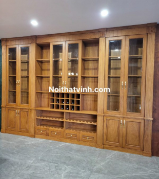 Thiết Kế - Thi Công Tủ Rượu Âm Gõ Đỏ Cao Cấp