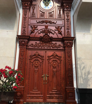 Thiết Kế - Thi Công Cửa Chính Vòng MC04 Gõ Đỏ