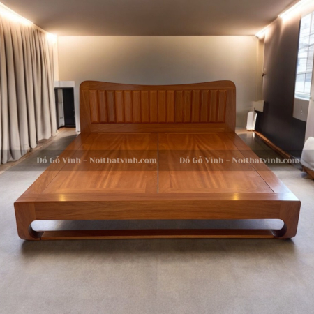 Giường Gõ Đỏ Chân Quỳ