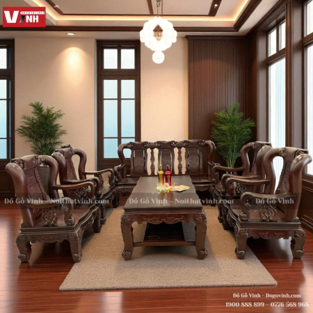 Bộ Ghế Nho Sóc Cẩm Lai Tím 10 Món