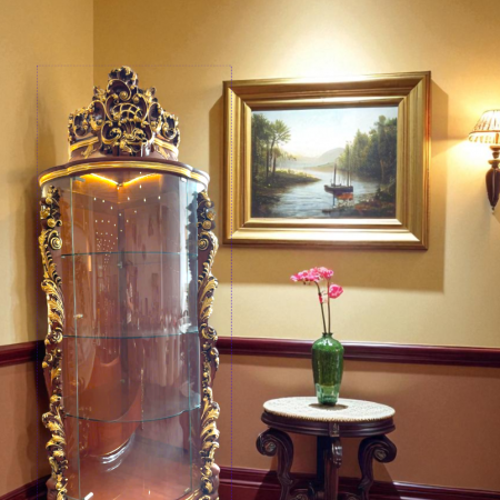 Tủ Rượu Góc Rococo Mạ Vàng