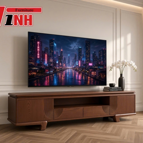 KỆ TIVI CHÂN U 2.2M GỖ TẦN BÌ