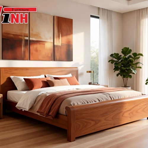 GIƯỜNG ĐẦU CONG 1.8M GÕ GÕ ĐỎ