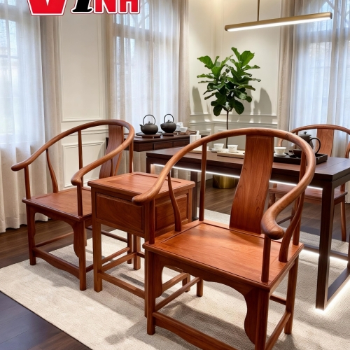 Bộ Ghế Hoàng Cung 3 Món Gỗ Gõ Đỏ 