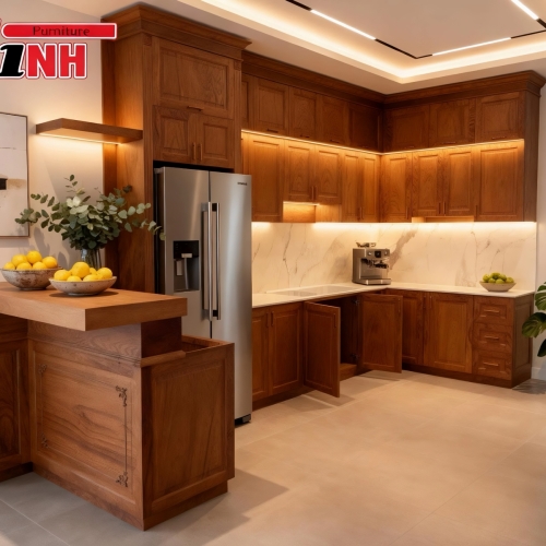 Mẫu Kệ Bếp Gỗ Gõ Đỏ Cao Cấp