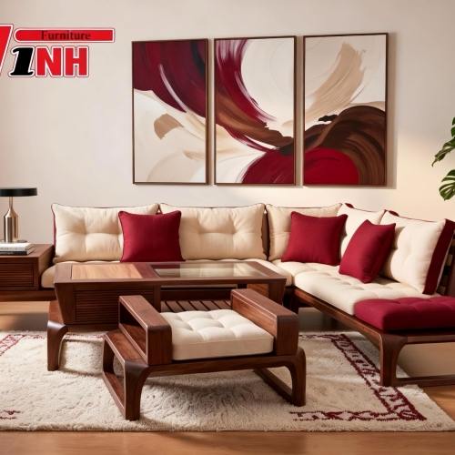 Bộ Ghế Chân U Góc L 4 Món Tràm + Gõ Đỏ