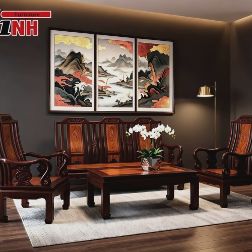 Bộ Ghế Vương Miện 6 Món Căm Xe + Gõ Đỏ 