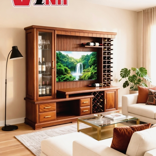 Kệ Tivi 2m2 Gỗ Gõ Đỏ