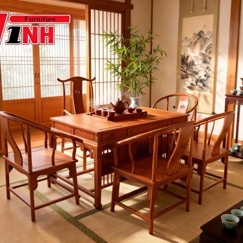 BỘ BÀN TRÀ 6 MÓN GỖ HƯƠNG ĐÁ MS01