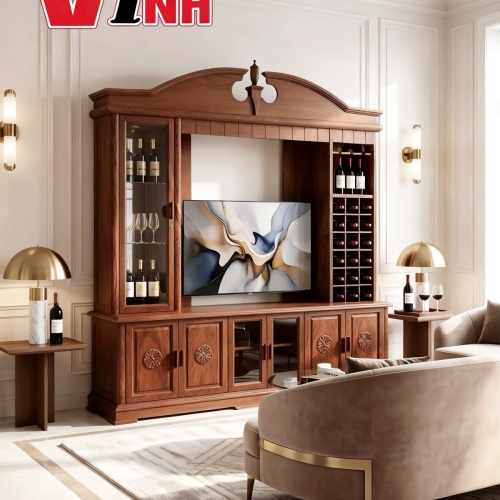 Kệ Tivi Hoàng Gia 2m2 Gỗ Gõ Đỏ