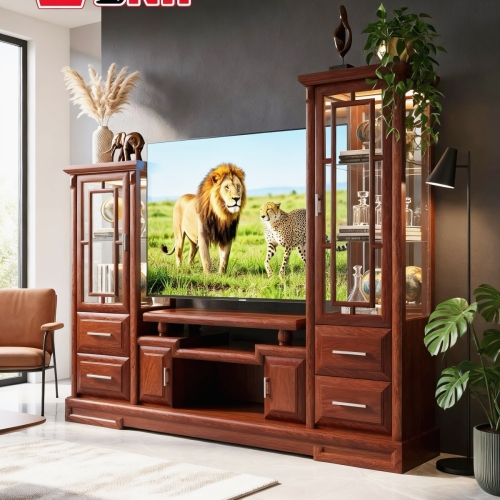 Kệ Tivi Hoàng Gia 2m4 Gỗ Gõ Đỏ 