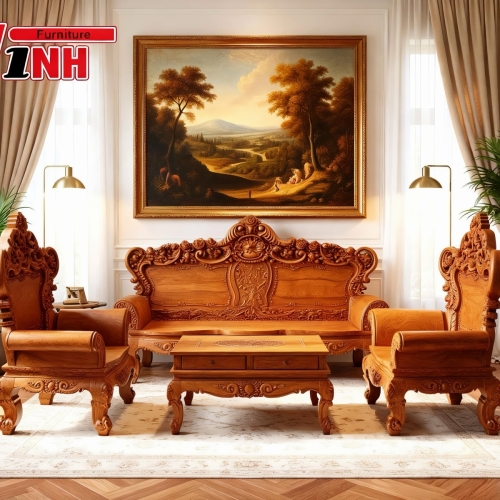 Bộ Ghế Hoàng Gia 6 Món Gỗ Gõ Đỏ 