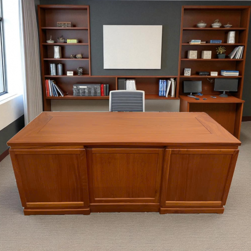 Bàn Làm Việc V_N01 Gỗ Đỏ