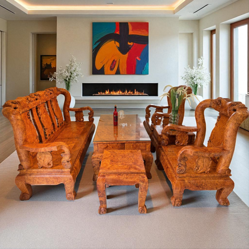 Bộ Ghế Tay 12 6 Món Vip Nu Gõ Đỏ