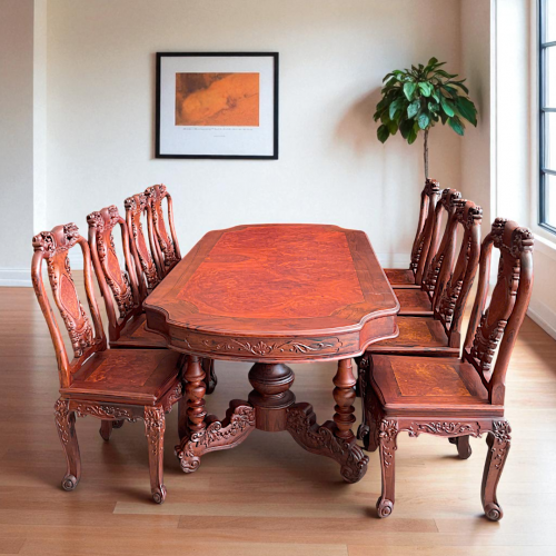 Bàn Oval 10 Ghế Đào Cẩm Lai - Nu