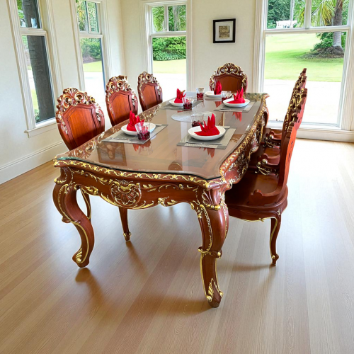 Bàn Ăn Louis Mạ Vàng 8 Món