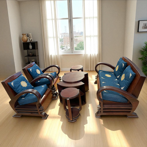 Bộ Ghế Pháp Tay Cong 6 Món + Nệm 