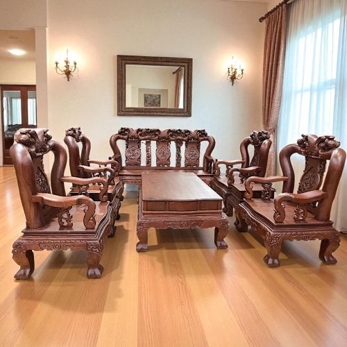 Bộ ghế 14 Mặt Đào Dày 3Cm 10 Món