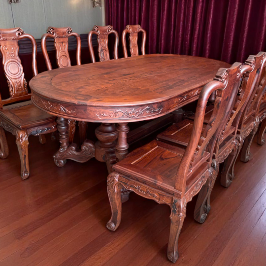 Bàn Oval 8 Ghế Đào 