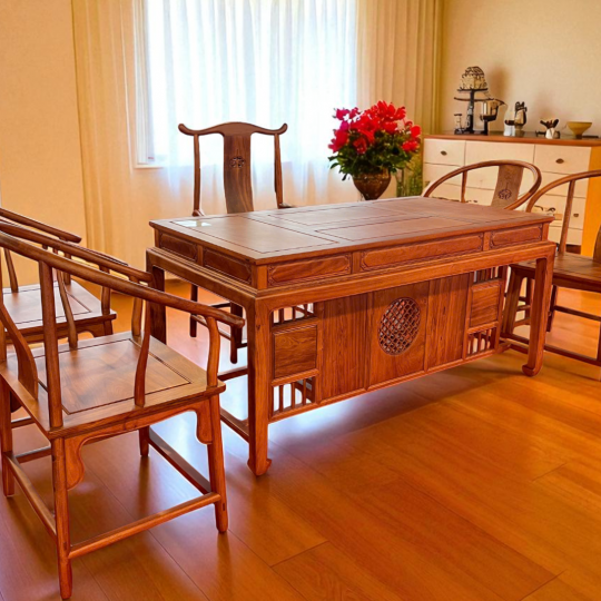 Bộ Bàn Trà Gỗ Hương Đá 