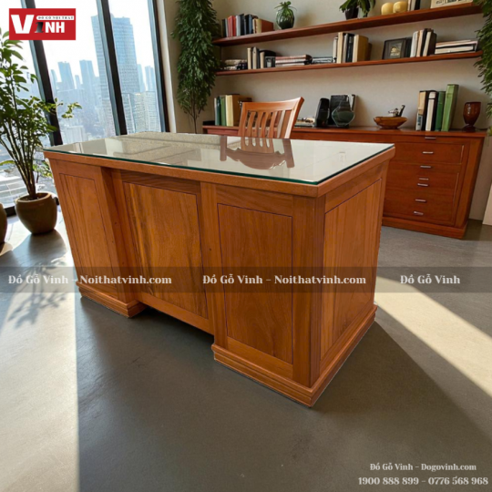 Bàn Làm Việc Gỗ Đỏ 1M4