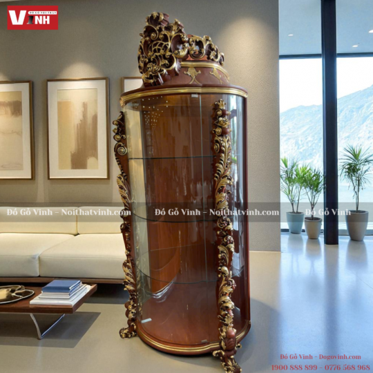 Tủ Rượu Góc Rococo Mạ Vàng