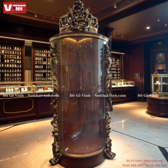 Tủ Rượu Góc Rococo Mạ Vàng