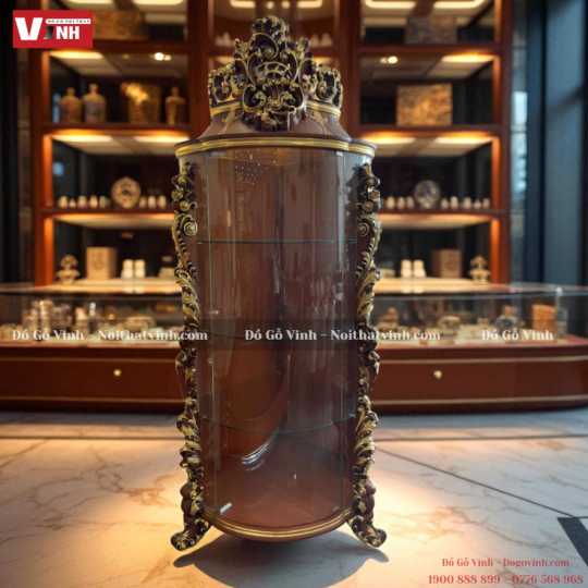 Tủ Rượu Góc Rococo Mạ Vàng
