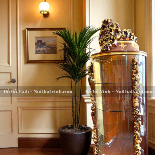 Tủ Rượu Góc Rococo Mạ Vàng