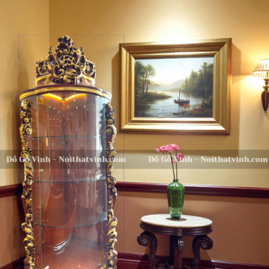 Tủ Rượu Góc Rococo Mạ Vàng