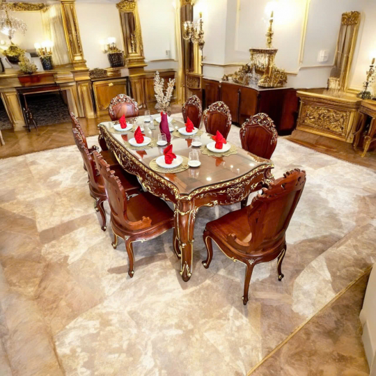 Bàn Ăn Louis Mạ Vàng 8 Món